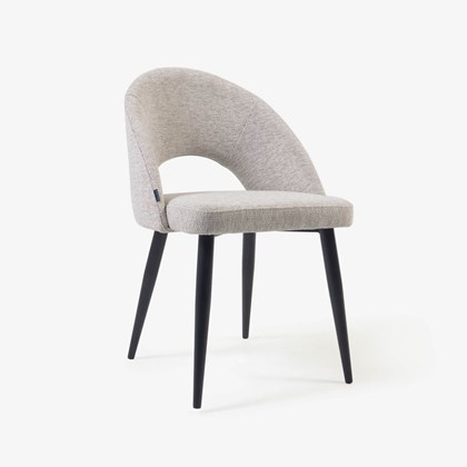 Beige Mael Chair with Steel Legs with Black Finish