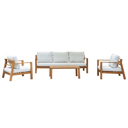 Outdoor Sofa Set 3-1-1 Aluminium Wood Effect