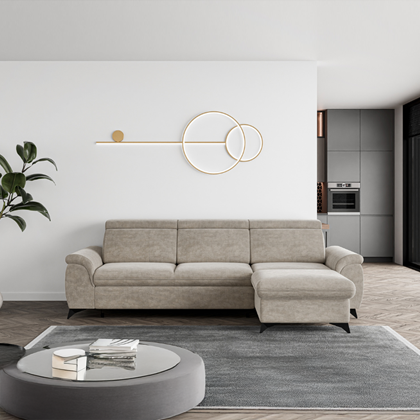 Sofa RH with Adjustable Headrests & Storage -  Grey