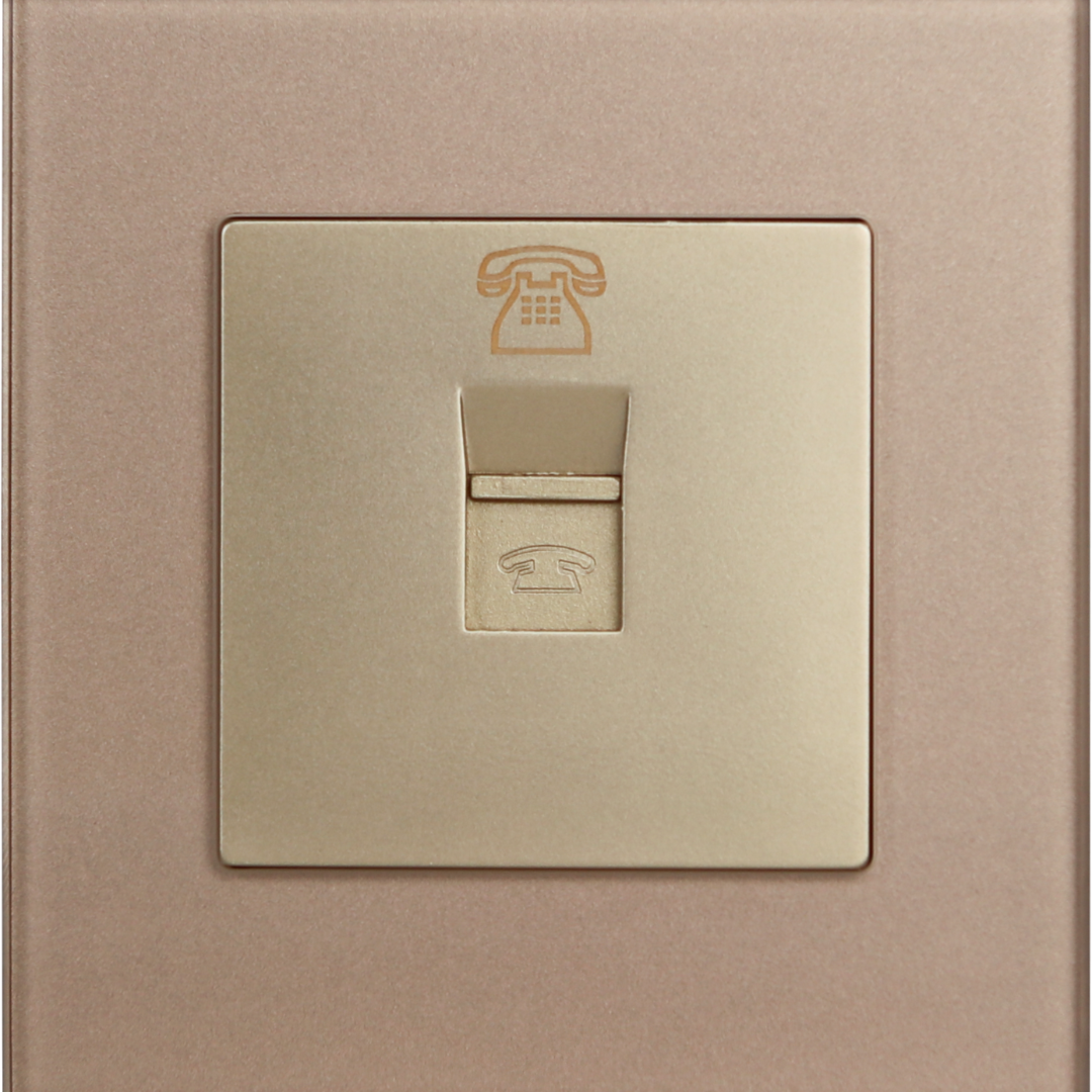 1 Gang Tel Outlet Gold Temp Glass