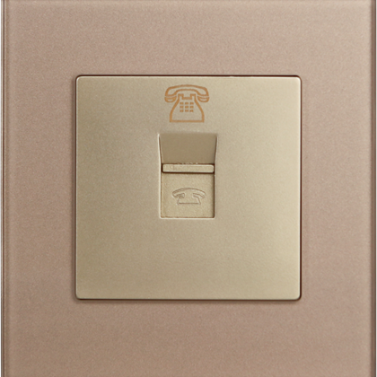 1 Gang Tel Outlet Gold Temp Glass