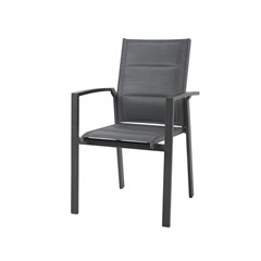 Alum Padded Sling Chair with Armrest Black