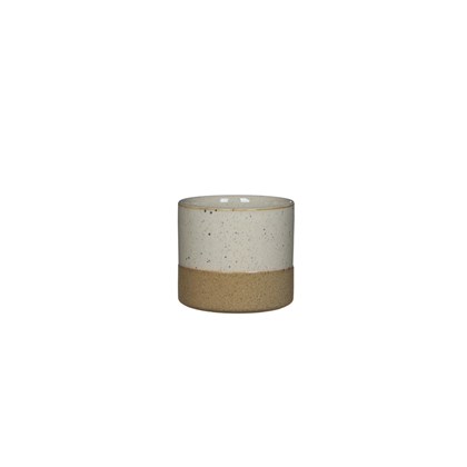 Round Ceramic White and Beige Pot - 10x11cm
