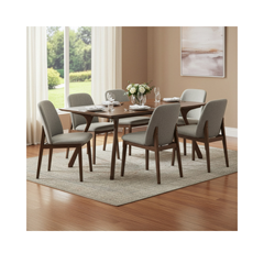 Walnut Table With Chair – Walnut & Light Grey