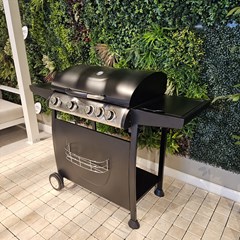 4 Burner Gas Grill Black W Side Burner
