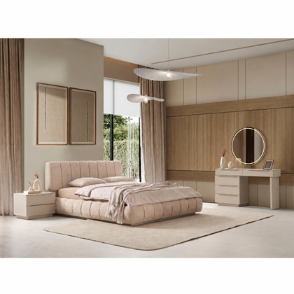 Bedroom Set 180x200cm - Cream & Dark Walnut