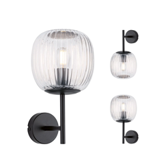 Bathroom Wall Light 20W Dimmable Glass/Black Matt