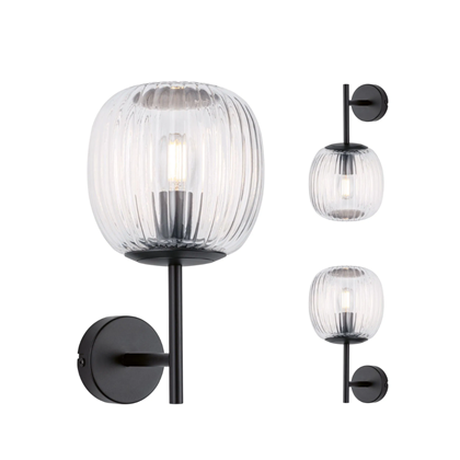 Bathroom Wall Light 20W Dimmable Glass/Black Matt