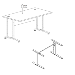 Desk with Black Panel and Adjustable Height