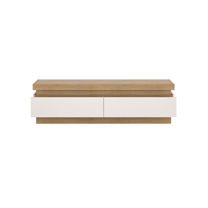 TV Unit 2 Shelves – Riviera Oak Light & White High Gloss