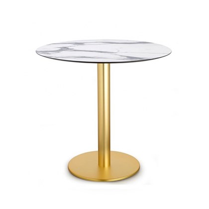 Carrara Marble Effect Table Top & Tiffany Base Brass