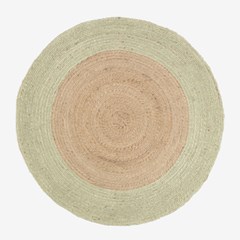 Round Natural Jute Rug in Green 120 cm