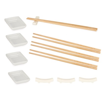 Set of 12 White Sushi Chopsticks and holders.