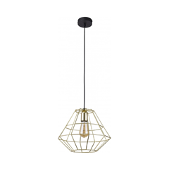 Pendant Lamp Metal Gold/Black 1 Light Diamond-Shaped Cage
