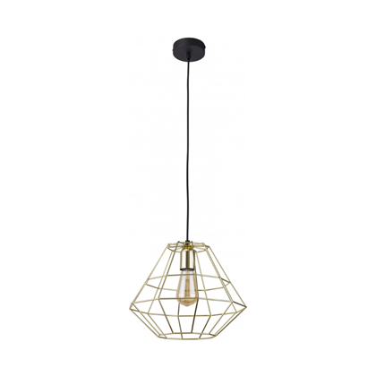 Pendant Lamp Metal Gold/Black 1 Light Diamond-Shaped Cage