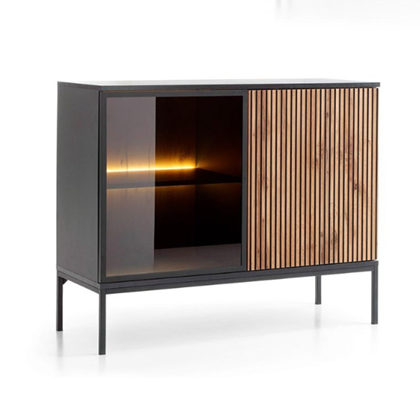 Sideboard Showcase 2 Doors - Wotan Oak and Black