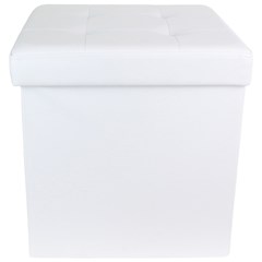 Foldable Storage Pouf in White