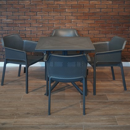 Hera Table & 4 Ares Chairs - Anthracite Set