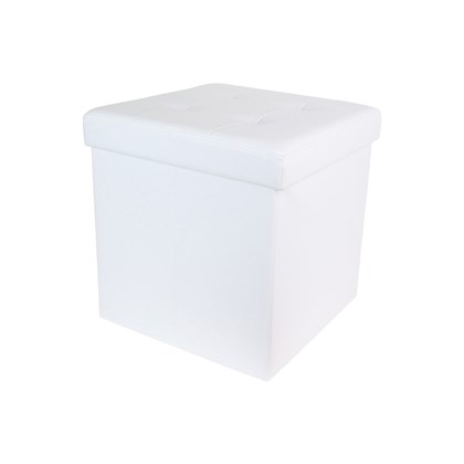 Foldable Storage Pouf in White