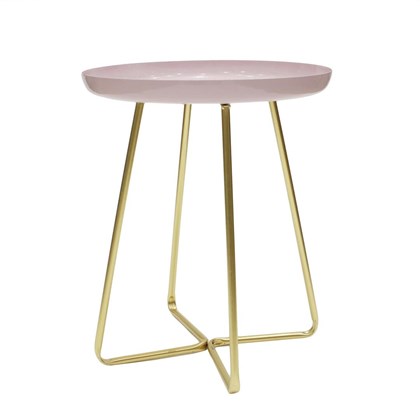 Side Table With Pink Round Tray