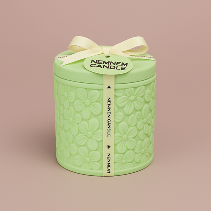 Large Cylinder Fjura Green Cotton Flower