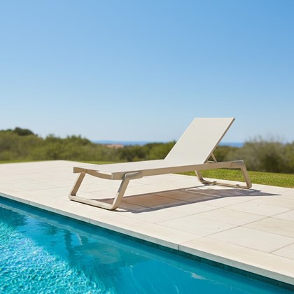 Sun Lounger with Armrests - Taupe