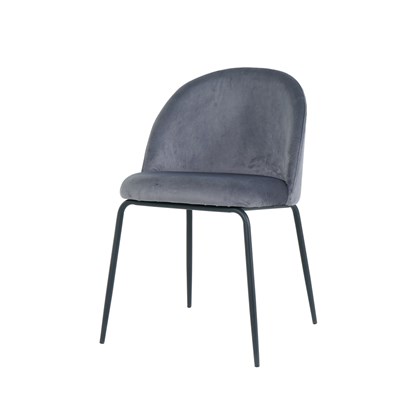 Dark Grey Velvet Cushion Dining Chair