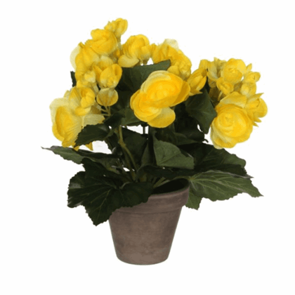 Yellow Begonia Artificial Plant in a  Plant Pot