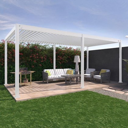 Aluminium Pergola 3X6 with Sling Curtain - White