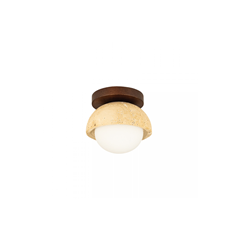Wall Light 1xG9 LED Max 5W – Natural Stone/Brown Wood/Opal Glass