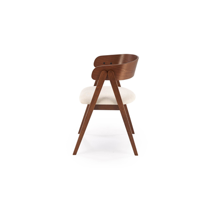 Walnut Dining Chair - Light Beige Fabric