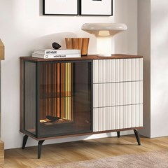 Showcase Sideboard with Drawers – Cashmere & Walnut