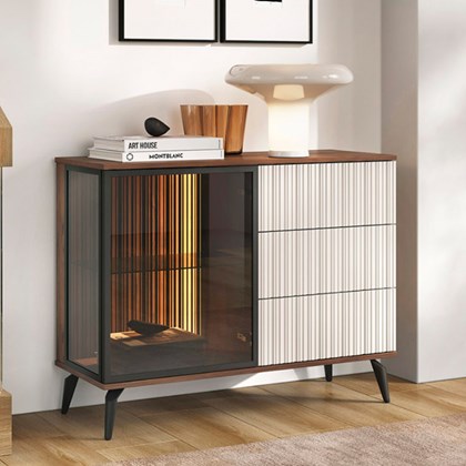 Showcase Sideboard with Drawers – Cashmere & Walnut