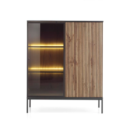 Sideboard Showcase Large 2 Doors - Wotan Oak and Black
