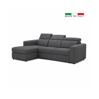 3-Seater Sofa with Pull-Out Bed + Chaise Longue Left – Dark Grey