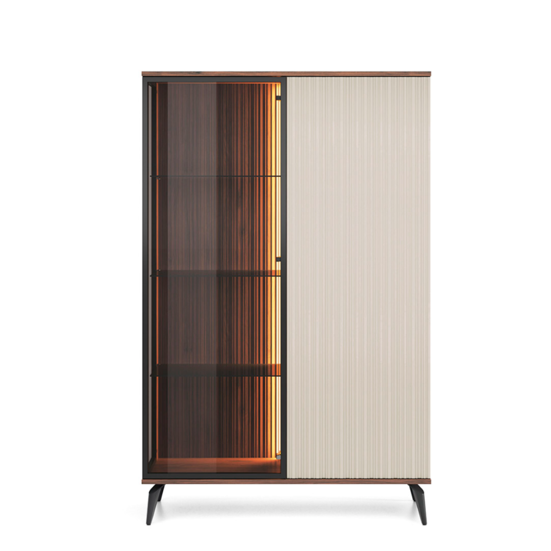 Showcase Cabinet Cashmere Warmia and Walnut