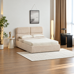 Upholstery Bed with Gaslift –  Beige 160x200