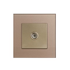 1 Gang TV Outlet Gold Temp Glass