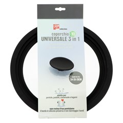 Universal Lids Set3 Cm 24. 26. 28. With Silicone Edge Glass Black
