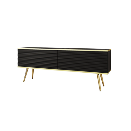 TV Unit MDF with Gold Legs – Black