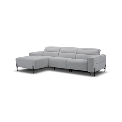 2-Seater Sofa Left-Facing with Electric Recliner & Manual Headrest – Stone Grey