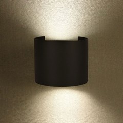 6W Wall Lamp Black Body Round IP65 Warm White