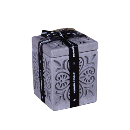 Small Cube Jar Heart Candle - Grey