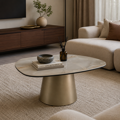 Coffee Table 90x90x40 – Gloss Grand Jade & Golden Champagne