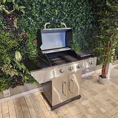 3 Burner Gas Grill Brushed Steel Finish W Side Burner