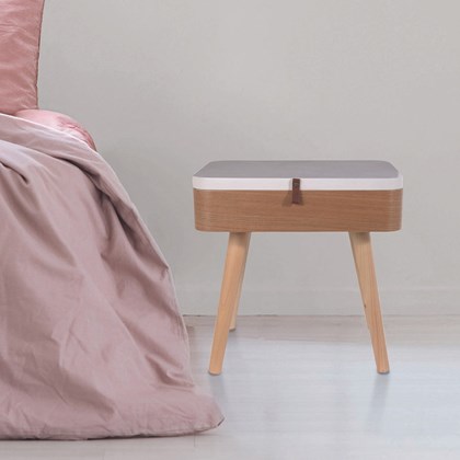 Bedside Table White Elin Suitcase Vintage