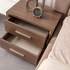Wood Bedroom Set 160x200cm - Walnut & Bronze