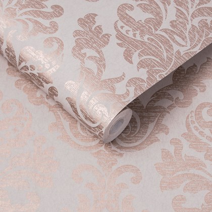 Antique Taupe & Rose Gold Wallpaper