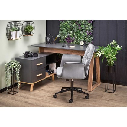 Office Desk With Drawer - Anthracite & Wotan Oak