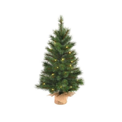 X-mas Tree With Burlap Led Battery Operated Green 20l Tips 56